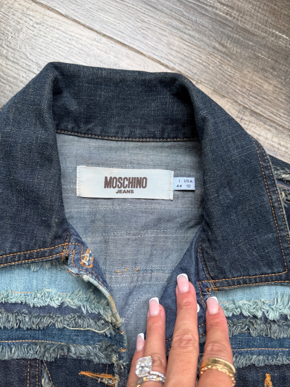 Women's Moschino Jeans Donna Denim Jacket Blue Indigo Coat US 10 - Picture 3 of 4